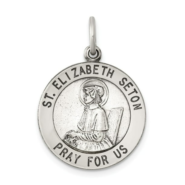 Sterling Silver Antiqued Saint Elizabeth Seton Medal Sterling Silver Antiqued Saint Elizabeth Seton Medal
